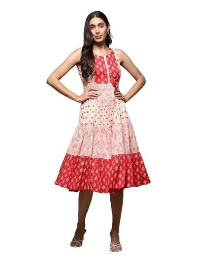 BIBA Women's Fit and Flare Ankle Length Dress