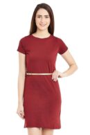 Miss Chase Women's Short Sleeves Round Neck Solid Mini Shift Dress
