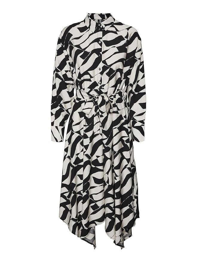 VERO MODA Women's Rayon Fit and Flare Midi Dress